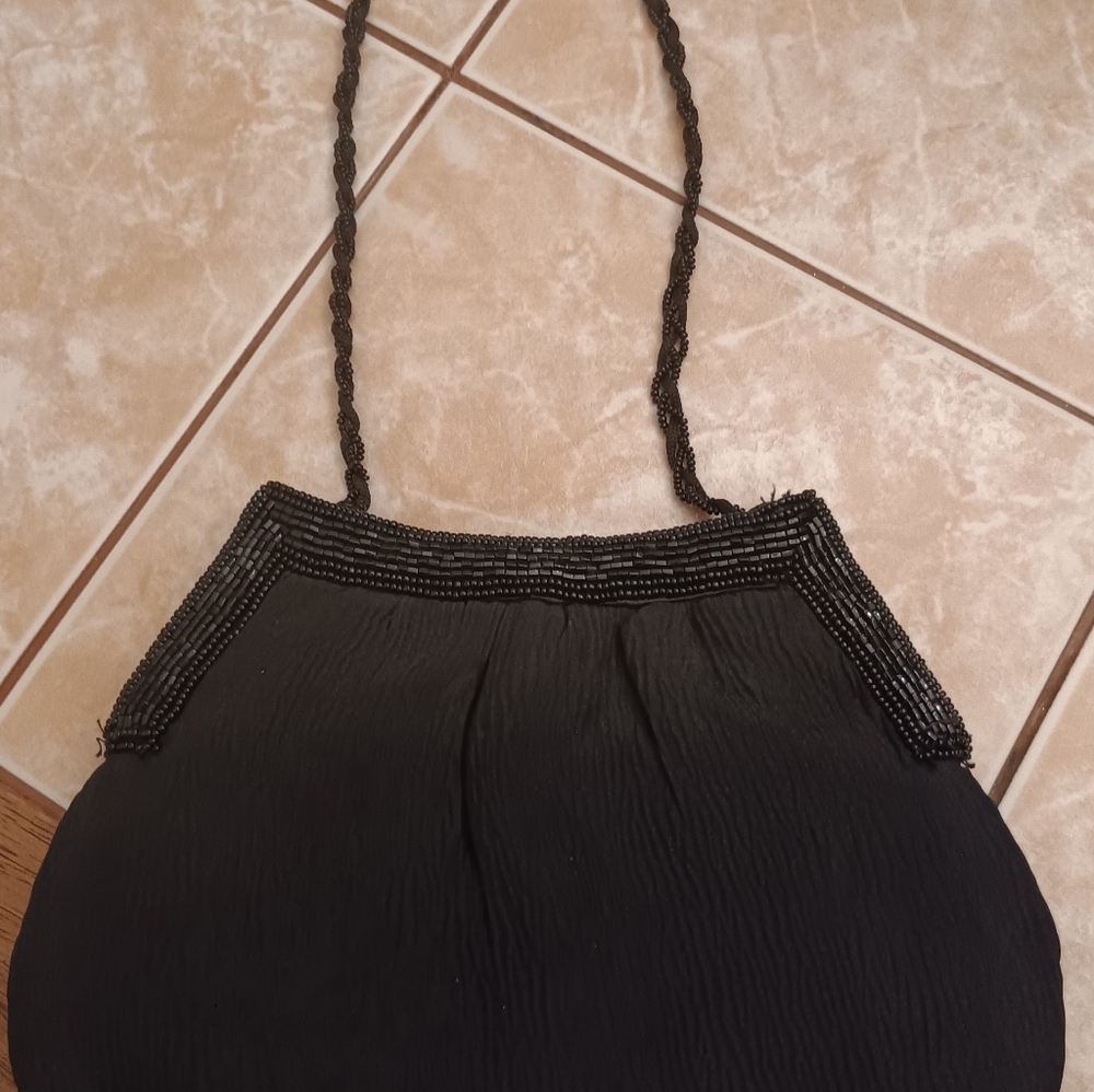 Elegant Black Beaded Evening Bag